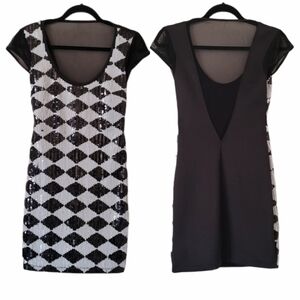 Bebe - Y2K Black & White‎ Sequin Dress